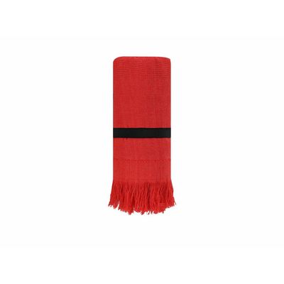 Toalla de algodón con flecos y cinta Roj