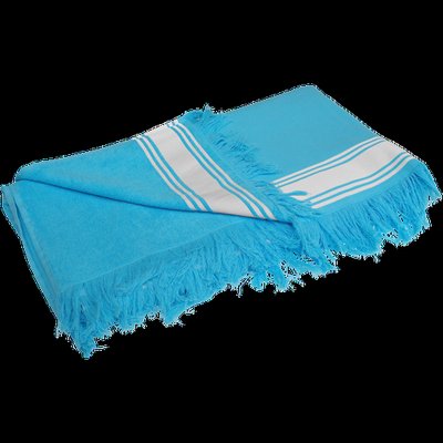 Toalla de baño algodón con flecos Turquoise / White