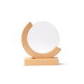 Trofeo de cristal circular con base de bambú