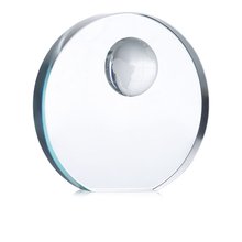 Trofeo circular de cristal con detalle de globo terráqueo Transparente