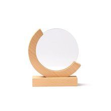 Trofeo de cristal circular con base de bambú Transparente