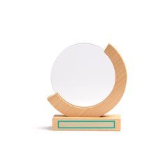 Trofeo de cristal circular con base de bambú | ZONA4 | 130 x 15