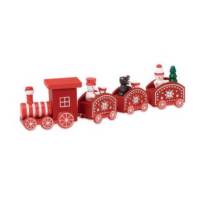 Tren de Navidad de madera Rojo