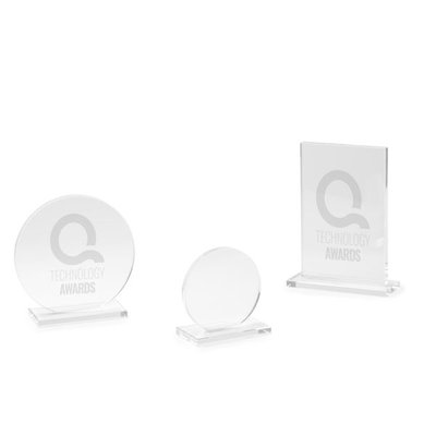 Trofeo de cristal circular con base
