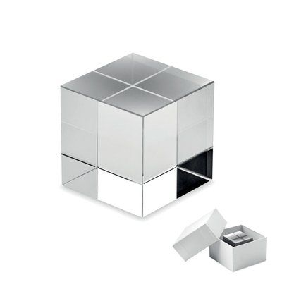 Trofeo con forma de cubo de cristal Transparente