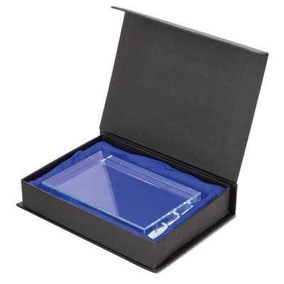 Trofeo placa cristal con estuche acolchado