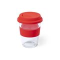 Vaso Cristal con Tapa Silicona Roj