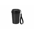 Vaso PP reciclado 360 ml tapa hermética y asa Neg