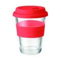 Vaso 350ml Cristal con Faja Silicona Rojo