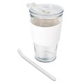 Vaso 450 ml con pajita de cristal