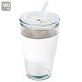 Vaso 450 ml con pajita de cristal