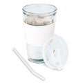 Vaso 450 ml con pajita de cristal