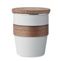 Vaso acero inox 350ml asa y tapa de nogal Blanco