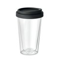 Vaso Cristal Doble Pared 350ml y Tapa Negro