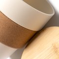 Vaso PP con banda de corcho y tapa de bambú