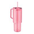 Vaso RPET con asa, tapa y pajita 1200ml Rosa Transparente