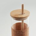 Vaso Vidrio y Tapa Pajita Bambú 450ml 