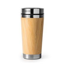 Vaso de bambú y acero con tapa dosificadora Crudo