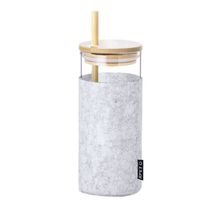 Vaso 450ml Borosilicato con Funda RPET Gri