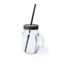 Vaso cristal con pajita y tapa de metal Neg