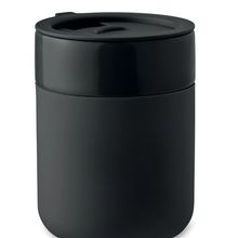 Vaso de cerámica 330 ml con funda y tapa Negro