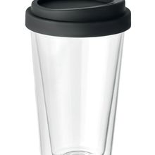 Vaso Cristal Doble Pared 350ml y Tapa Negro