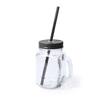 Vaso cristal con pajita y tapa de metal Neg