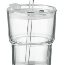Vaso de cristal con tapa y pajita Transparente