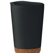 Vaso doble pared 300 ml con base de corcho Negro