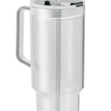 Vaso RPET con asa, tapa y pajita 1200ml Transparente
