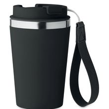 Vaso de viaje con correa Negro