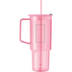 Vaso RPET con asa, tapa y pajita 1200ml | LEFT HANDED UPPER | 40 x 80