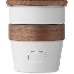 Vaso acero inox 350ml asa y tapa de nogal | MUG FRONT LOWER | 25 x 15