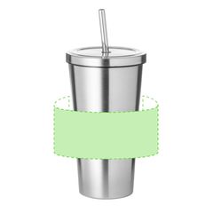 Vaso Térmico Inox Mate con Pajita | Alrededor del vaso | 180 x 80