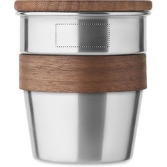 Vaso acero inox 350ml asa y tapa de nogal | MUG FRONT UPPER | 35 x 15