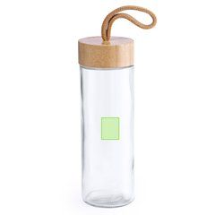 Vaso ecológico de cristal con tapa de bambú 420 ml | En el frente | 25 x 20