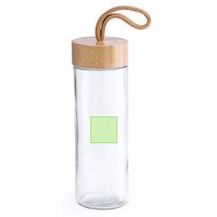 Vaso ecológico de cristal con tapa de bambú 420 ml | En el frente | 30 x 30