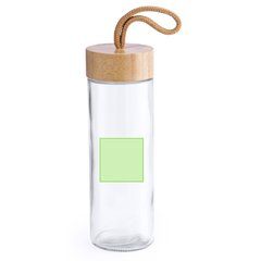 Vaso ecológico de cristal con tapa de bambú 420 ml | En el frente | 50 x 50