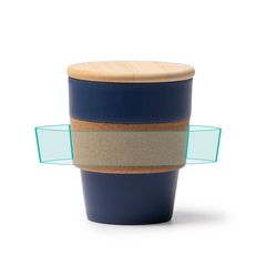 Vaso PP con banda de corcho y tapa de bambú | ZONA1 | 230 x 20