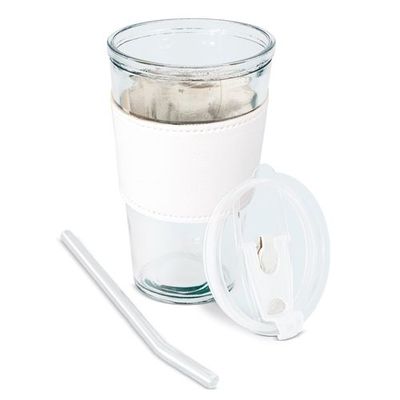 Vaso 450 ml con pajita de cristal