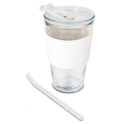 Vaso 450 ml con pajita de cristal