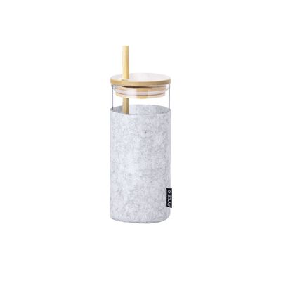 Vaso 450ml Borosilicato con Funda RPET Gri