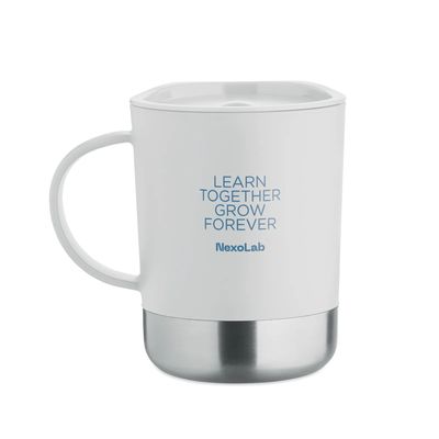 Vaso de PP 300 ml con base de acero y tapa