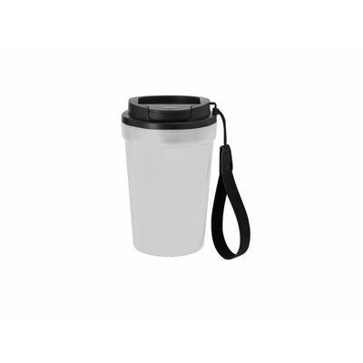 Vaso PP reciclado 360 ml tapa hermética y asa Trans
