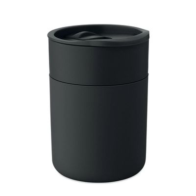Vaso de PP 330ml con tapa Negro