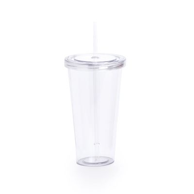 Vaso con pajita y tapa a rosca Trans