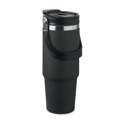 Vaso doble pared 850 ml con tapa, asa y pajita