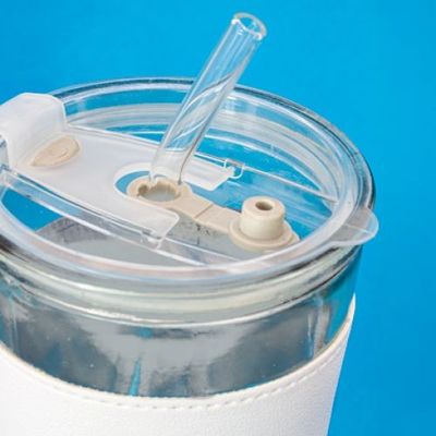 Vaso 450 ml con pajita de cristal