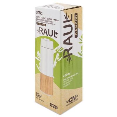 Vaso Termo 420ml bambú y acero inox.