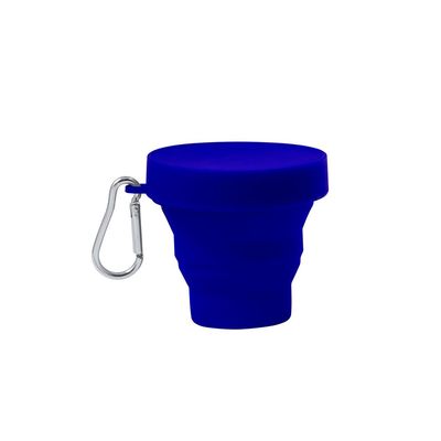 Vaso Plegable Silicona con Tapón Azul